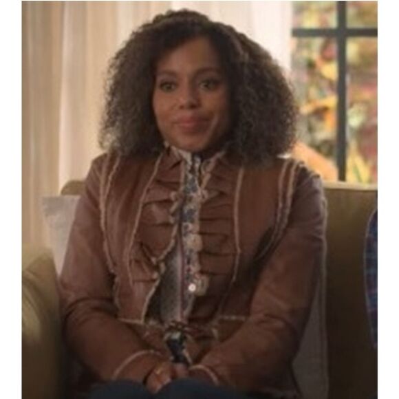 Y2K Luii Brown Faux Vegan Leather Ruffle Blazer Jacket. Sz L Crop Cinch Waist - Picture 10 of 11